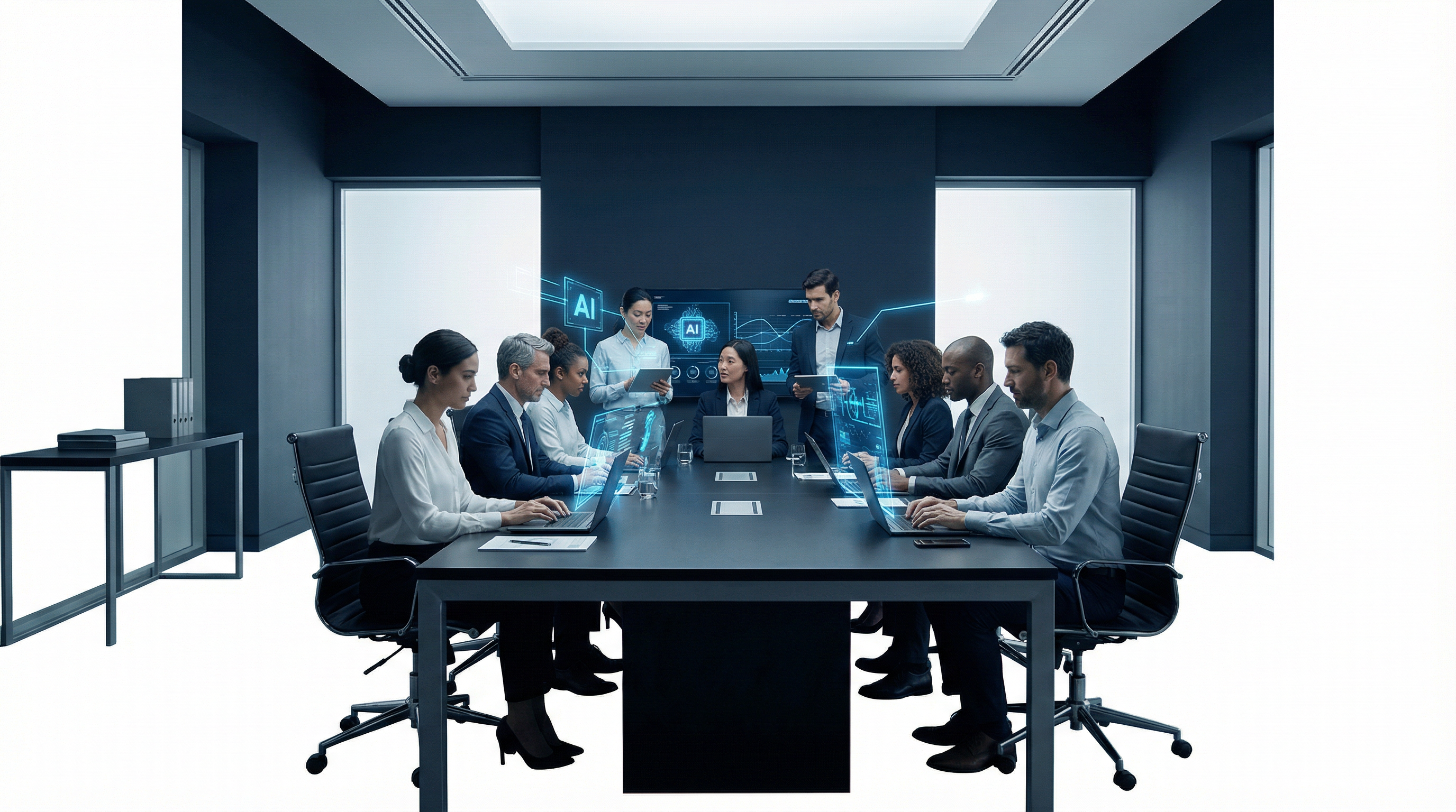 Corporate team collaborating